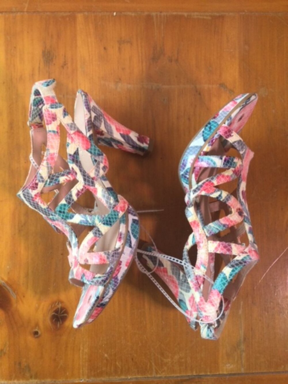 Naturalizer Floral Caged Block Heel Sandals Women's 8.5 NWT w/ Box
